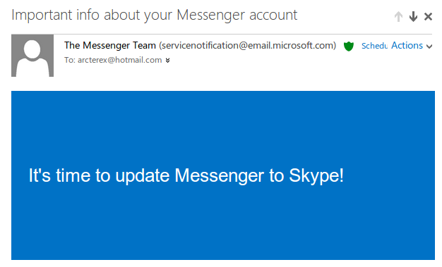 Messenger Upgrade Notice
