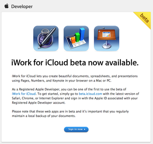 iCloud developer beta